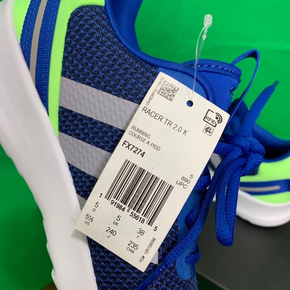 Adidas Racer TR 2.0 K White/Blue Size 5.5 - Picture 8 of 11